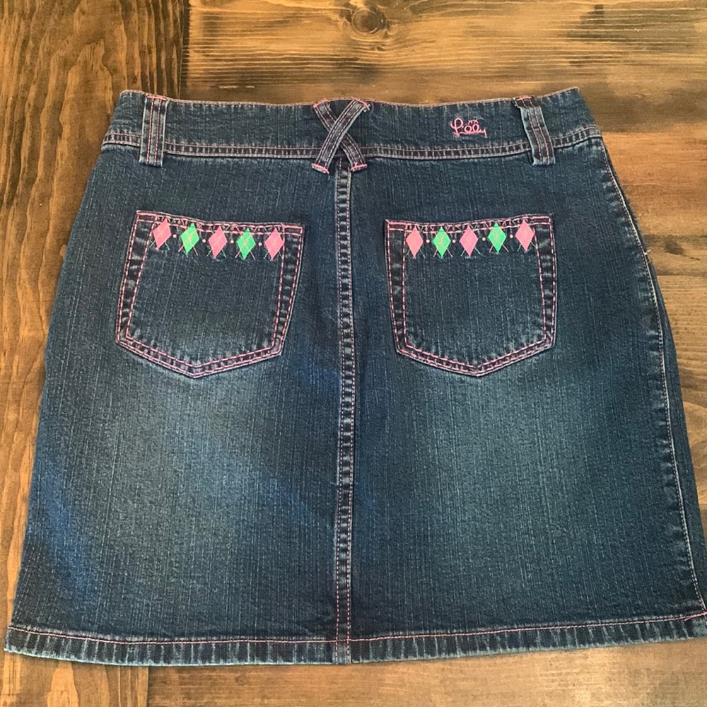 Lily Pulitzer embroidered denim skirt
